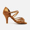 X-Strap Latin Sandals, Dark Tan Satin - Flavia