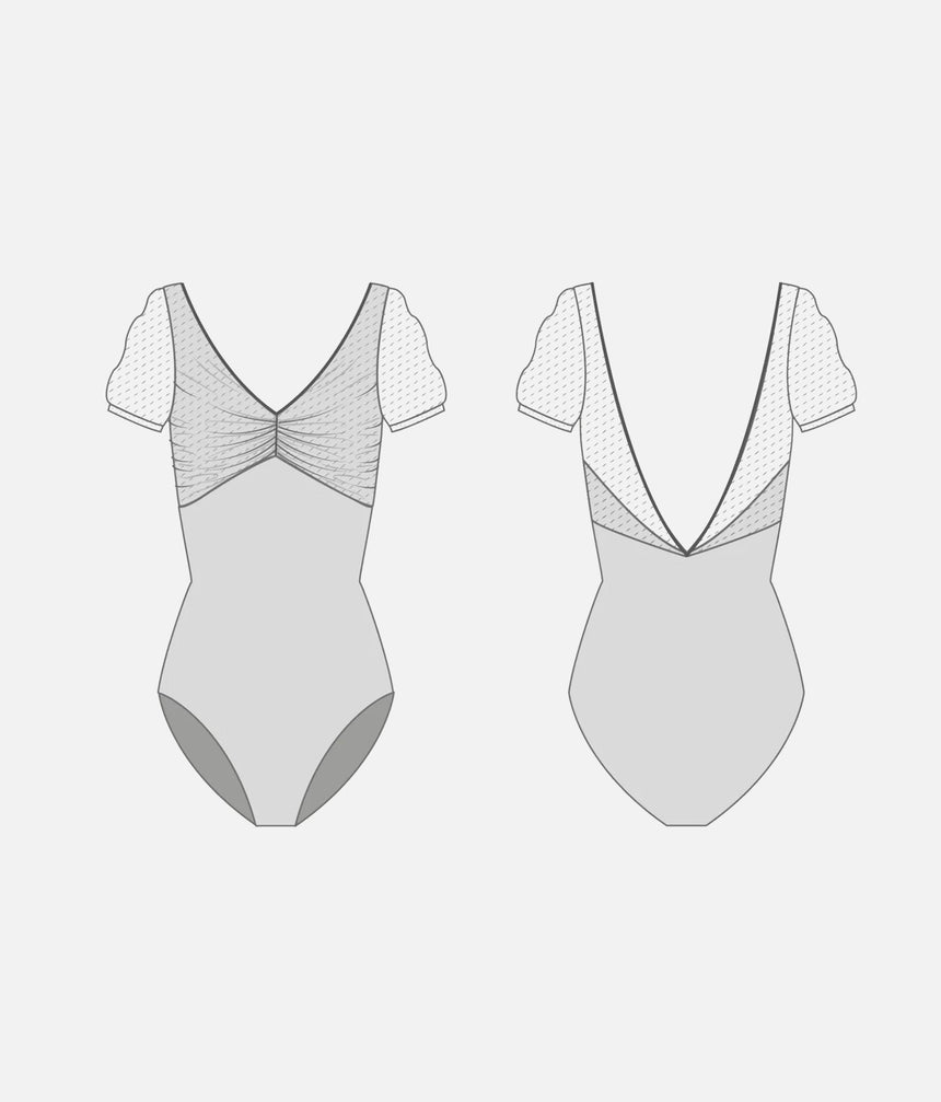 ILIZIA GL Abano • Ruched V-neckline Ballet Leotard with Open Back