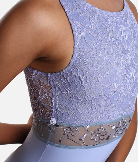 Elegant VIOLETTA Lace Ballet Leotard with Floral Embroidery - IRIS GL