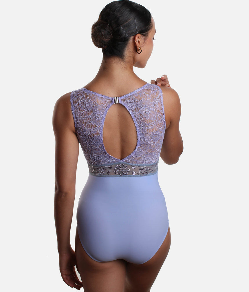 Elegant VIOLETTA Lace Ballet Leotard with Floral Embroidery - IRIS GL