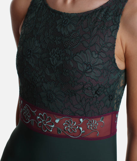 Elegant Lace Dance Leotard with Keyhole Back - IRIS GL BOTTIGLIA