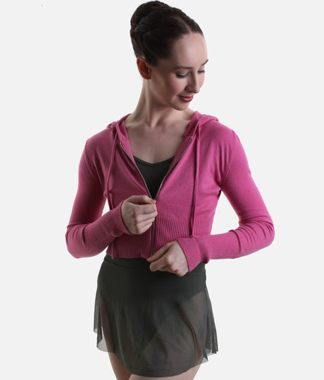 Orion Knit Hoodie for Dancers, Soft & Stretch Zip-Up Warm-Up Layer - J13003