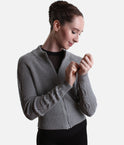 Emilia Ladies’ Cable Knit Zip Warm-Up Jacket – Grey Marle - J13004