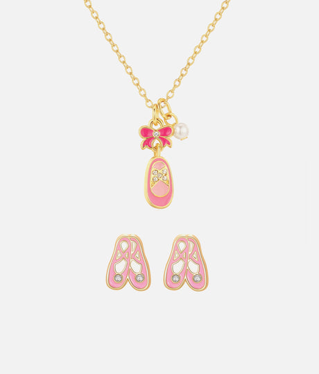 Necklace and Studs Gift Set, Ballet Shoes - Sweet Petite