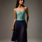 Bodile Julieta full-circle mesh rehearsal skirt in navy, worn over a turquoise leotard.