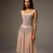 Front view of the Bodile Julieta mesh rehearsal skirt in blush beige, styled over a tank leotard.