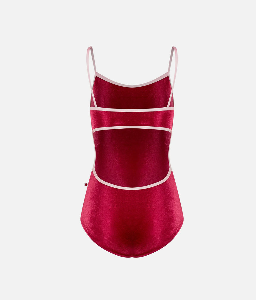 Kiki Velvet Ballet Leotard • Cerise & Rose, Open Back