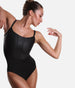 Nevaeh Mesh Back Leather Look Leotard - L 0537