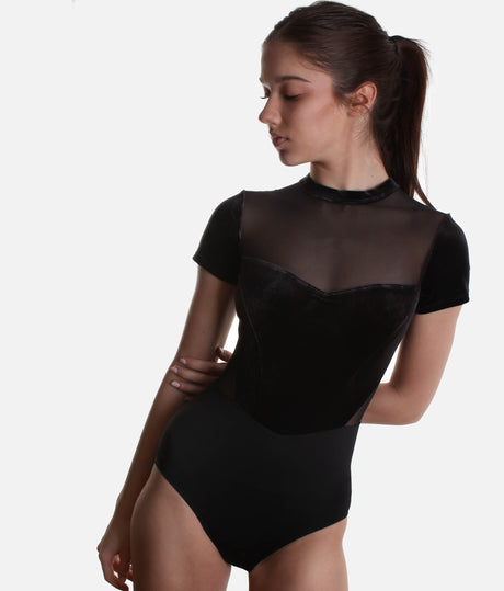 Gia Velvet Dance Leotard with Cap Sleeves & Open Back - L5272