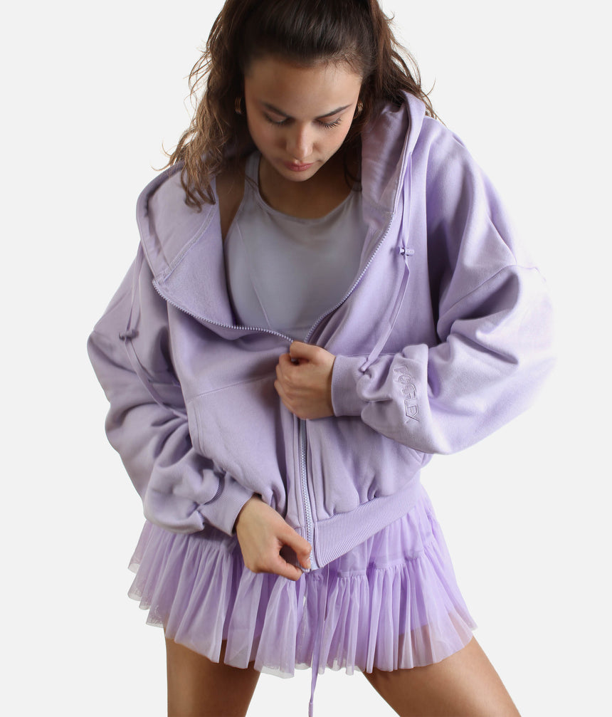 Lavender ZIP CLOUD HOODIE - Dramatic Blousey Sleeves