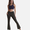 Crisscross Hourglass Flared Leggings with Pockets - Forestwood