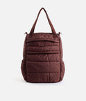 So Danca LS72 Luciana Sagioro quilted dance bag in brown, showing front zip pockets, side pockets and carry handles.