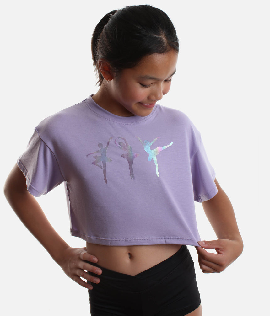 Girls dance Crop Top, Ballerina Print - 1563