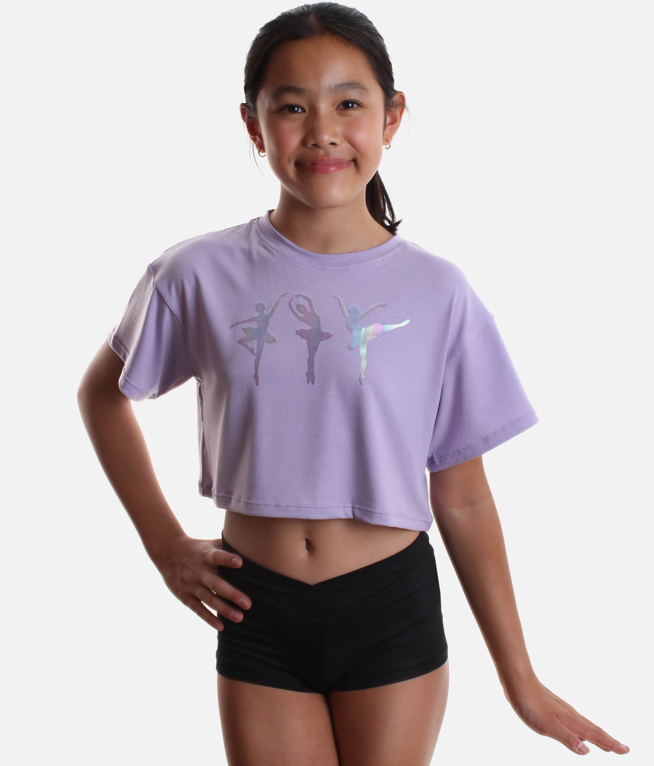 Girls dance Crop Top, Ballerina Print - 1563