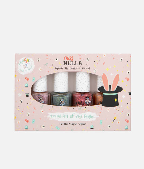 Magic Nail Polish Set with 4 Peel-Off Water-Based Colours