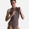 Mara's High Neck Ballet Leotard with Open Back, Luxury Balletwear - AURA MOCHA