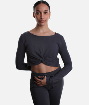 MEGUMI Bamboo Warm-Up Top – Elegant Twist Front Crop