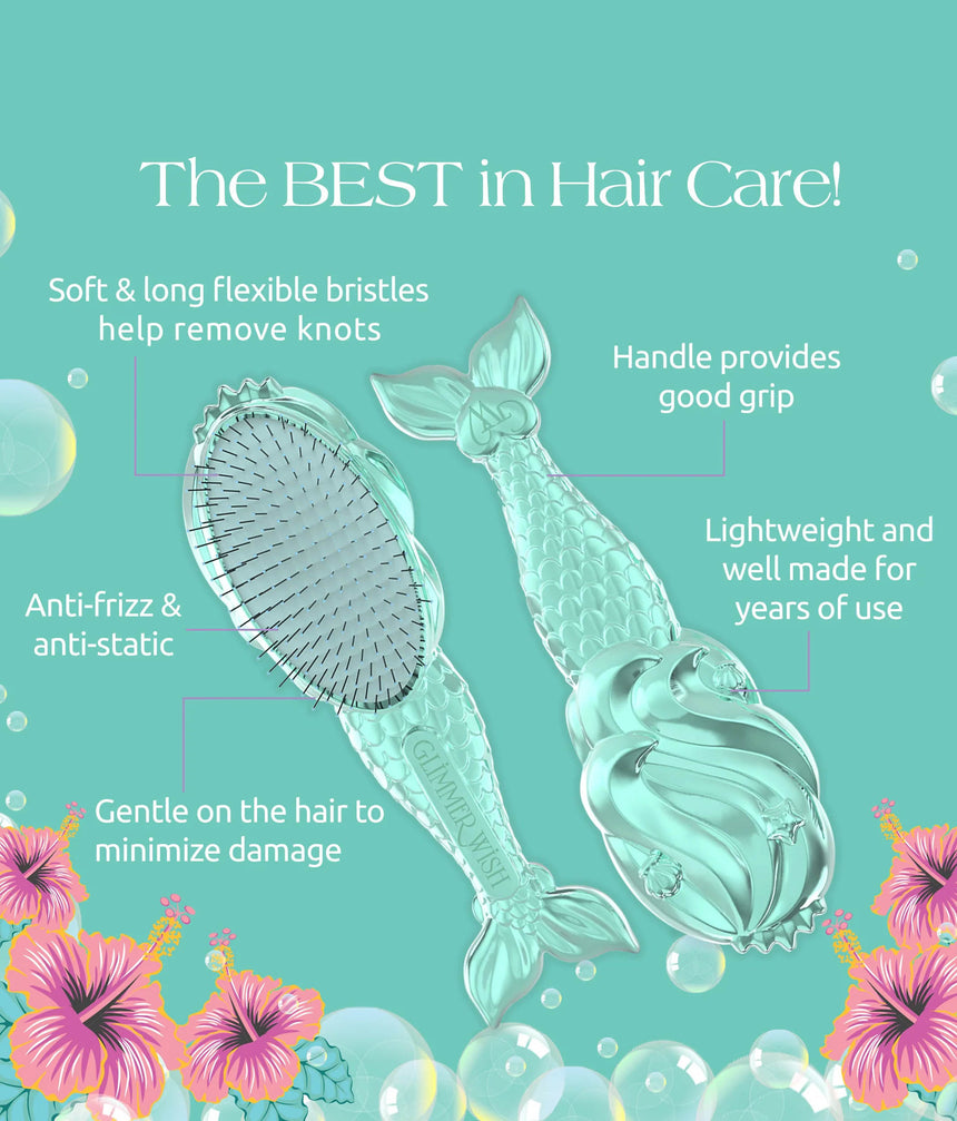 Mermaid Hair Detangling Brush, Pain-Free, Anti-Frizz Brush for Girls