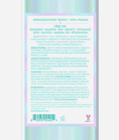 Mermaid Hair Detangling Mist, Tropical Scented, Knot-Free Spray
