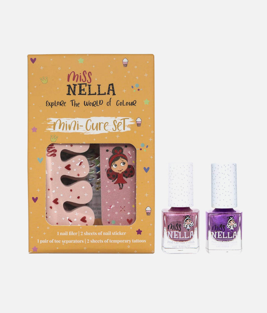 METALLIC ManiCute Set, Pink & Purple Peel-Off Polishes + Nail Art Kit 