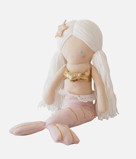 Girls Plush Doll Embroidered Face & Star Hair Clip - MILA MERMAID