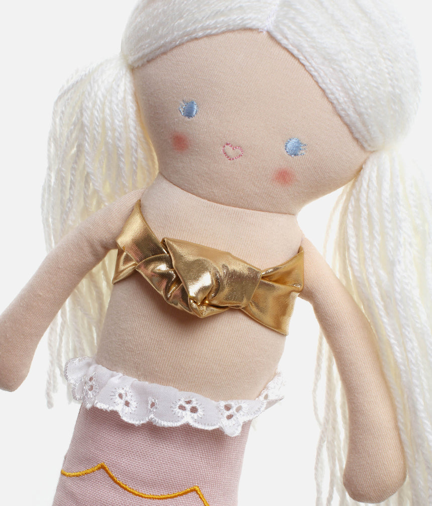 Girls Plush Doll Embroidered Face & Star Hair Clip - MILA MERMAID