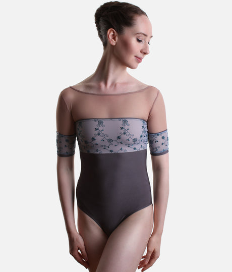 MINERVA GL Magnete • Luxury Embroidered Three-Quarter Sleeve Ballet Leotard