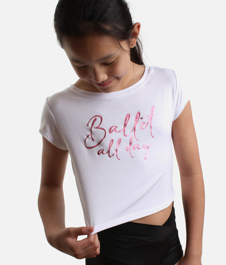 Girls Cropped Dance Top, Ballet Print - 745