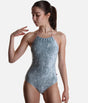 Crushed-Velvet Leotard with High-Cut Leg and Adjustable Halter Tie - MONIQUE