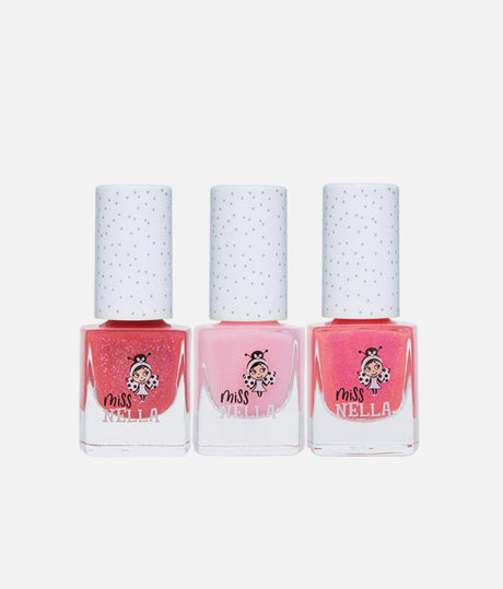 Pink Glitter Nail Polish Trio, Non-Toxic Peel-Off Set for Tweens