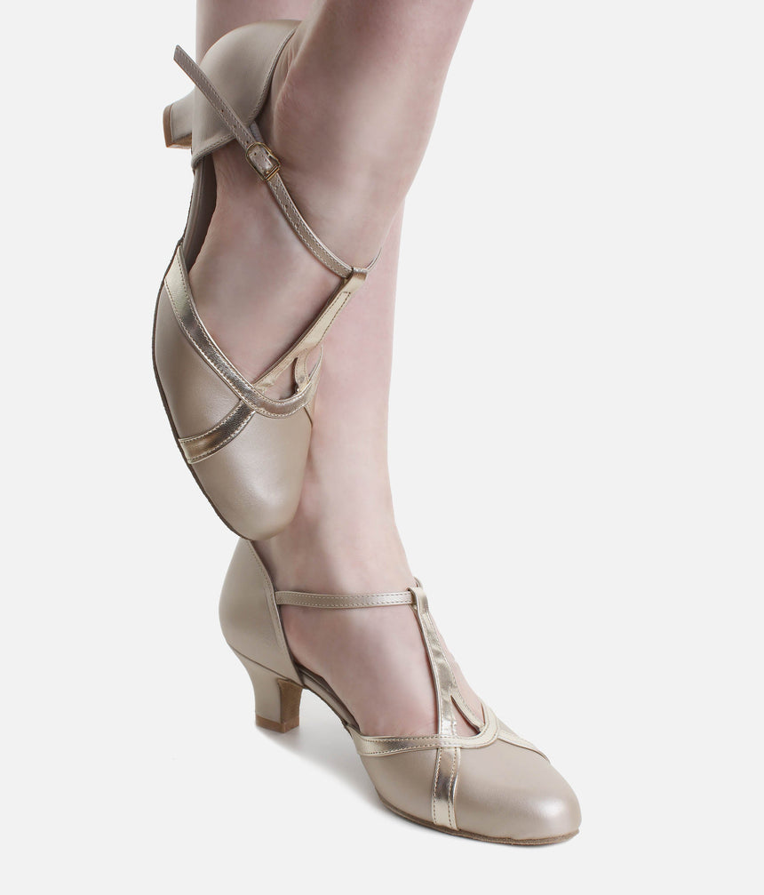 Comfortable Low Heel Leather Ballroom Shoes, Ideal for Social Dancing - NANCY