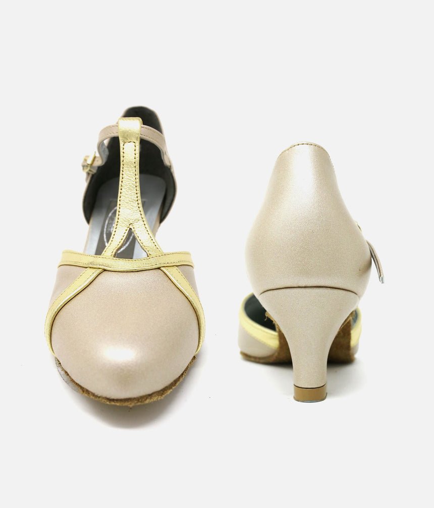 Comfortable Low Heel Leather Ballroom Shoes, Ideal for Social Dancing - NANCY