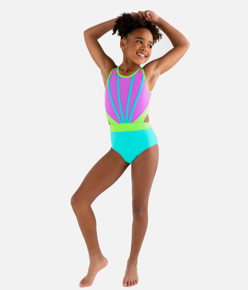 Bold Colours, Girls Gymnastics Leotard - NEON DAPHNE