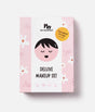 No Nasties Nala Pink makeup palette showing eyeshadows, peach blush, Strawberry Cupcake lip gloss and applicators
