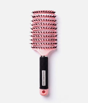 No Nasties Pink kids detangling hair brush with a curved vented head and textured black handle