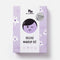 The packaging box for the 'no nasties Deluxe Makeup Set' is shown against a clean white background. The box features a light purple and white color scheme with a cartoon illustration of a face with black hair and a silver seal that reads 'Formulated for kids'.