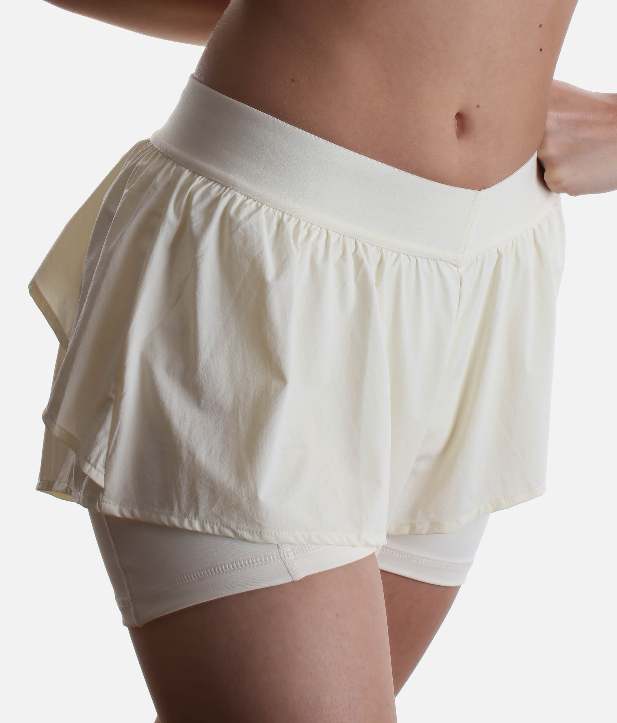  ON THE RUN SHORT - Ivory V-Waist Flowy Shorts