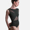 Geometric Mesh Cutouts Leotard, Contemporary Low Back Design