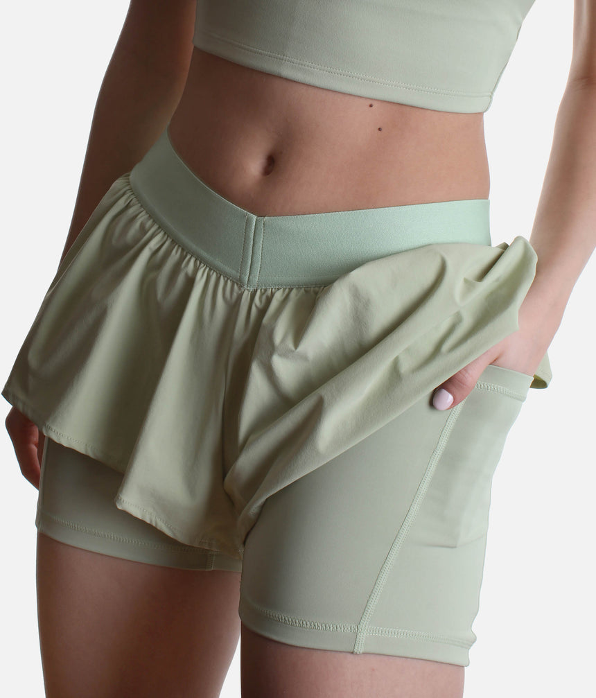 ON THE RUN SHORT in Pistachio - V-Waist Running Shorts