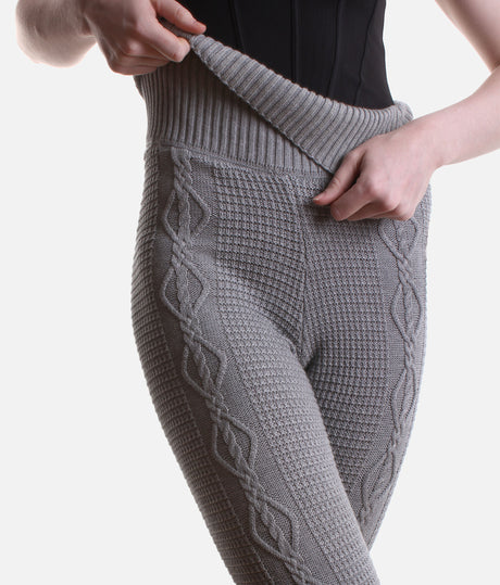 Elena Cable Knit Flared Warm-Up Pants • Grey Marle - P80010