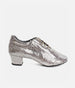 Silver Practice Shoes with Supportive Cuban Heel, Secure Lace-Up - PD706