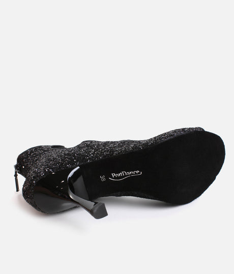 Glitter Dance Heels, Adjustable Lace-Up, Back Zipper & 70mm Heel - PD805 PRO