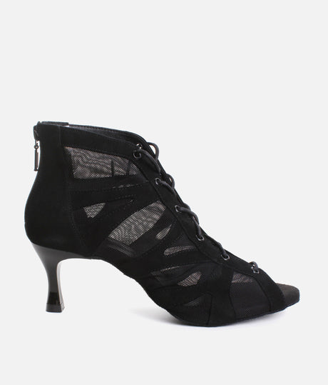 Lace Up Social Dance Shoes with Open Toe, Back Zipper, 50mm Heel - PD819