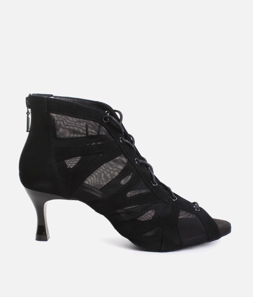 Lace Up Social Dance Shoes with Open Toe, Back Zipper, 50mm Heel - PD819