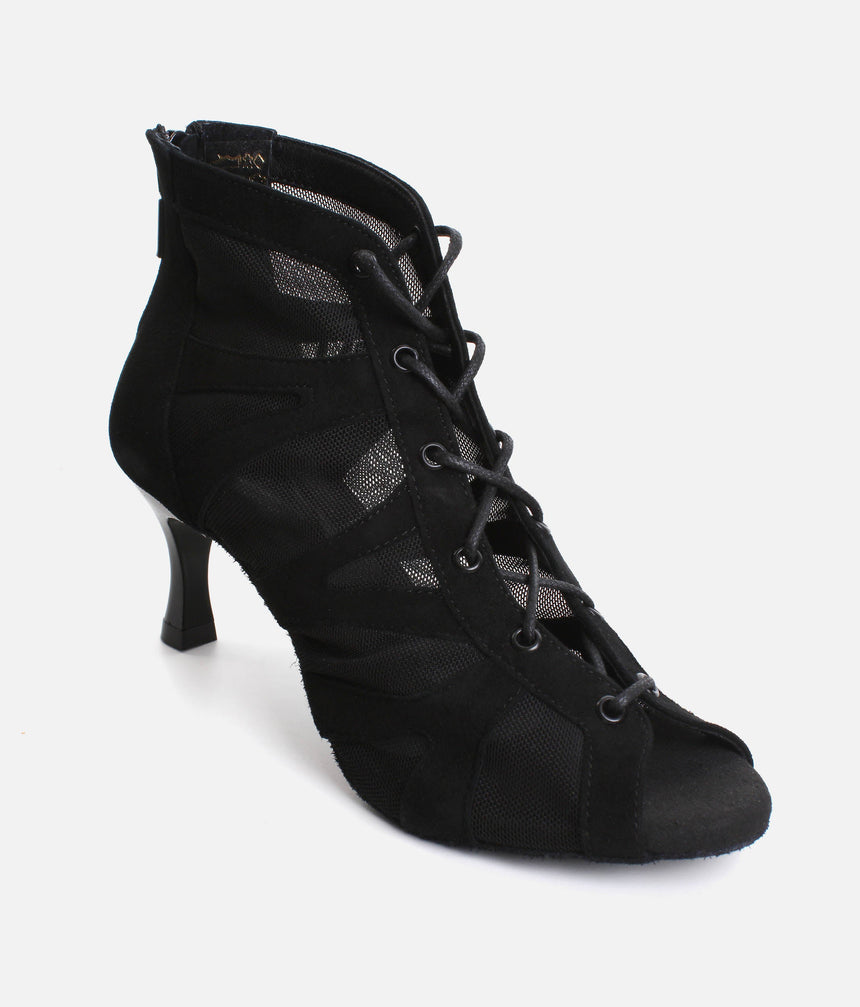 Lace Up Social Dance Shoes with Open Toe, Back Zipper, 50mm Heel - PD819