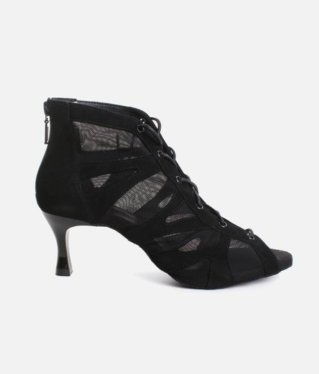 Lace Up Social Dance Shoes with Open Toe, Back Zipper, 50mm Heel - PD819