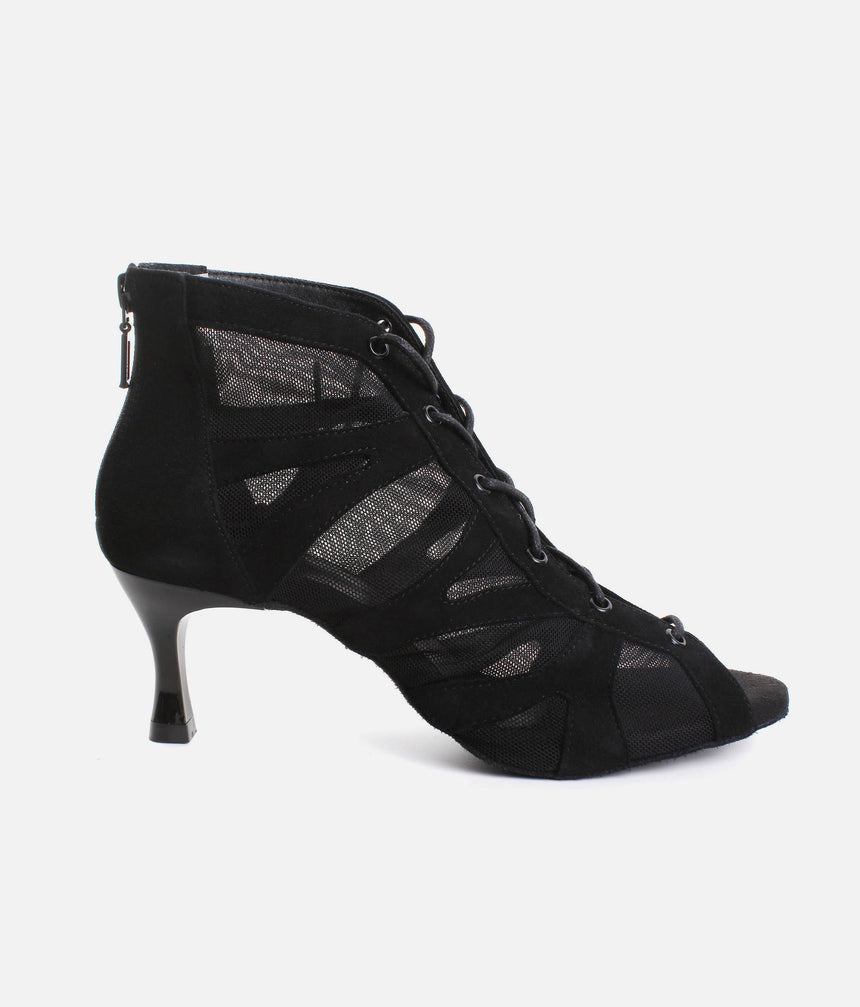 Lace Up Social Dance Shoes with Open Toe, Back Zipper, 50mm Heel - PD819