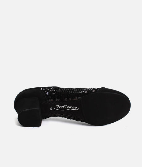 Professional Dance Practice Shoes, Black Sequins Nubuck - NOIRE CUBAN