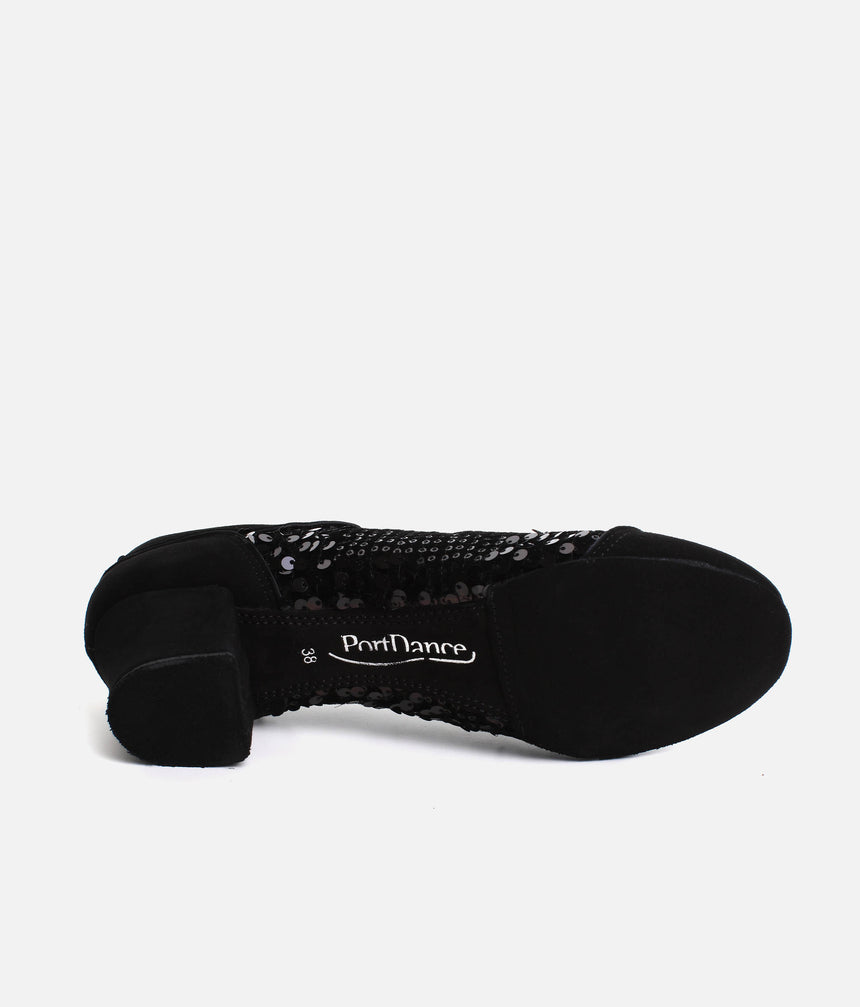 Professional Dance Practice Shoes, Black Sequins Nubuck - NOIRE CUBAN