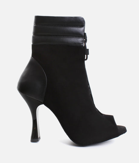 Elegant Peep-Toe Dance Heels with Adjustable Laces, 80mm Flare Heel - TATIANA